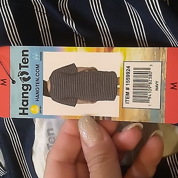 Hang Ten UV Protection UPF 50+ Blue & White Dress w Pockets Women's Medium - Picture 6 of 6